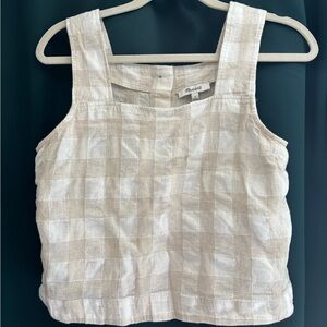 Beige Checkered Women's Top